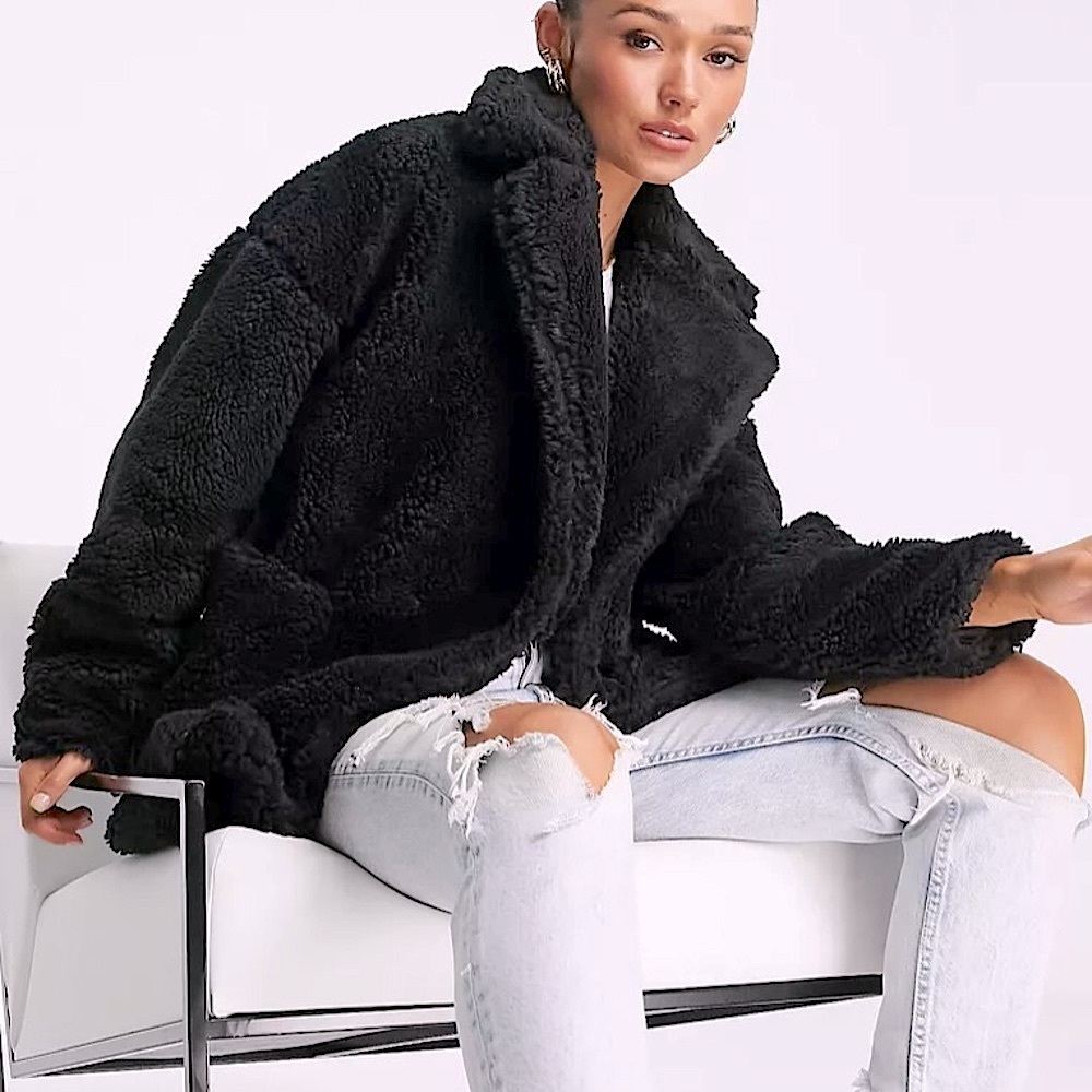NWOT Teddy Oversized Plush Open Front Jacket